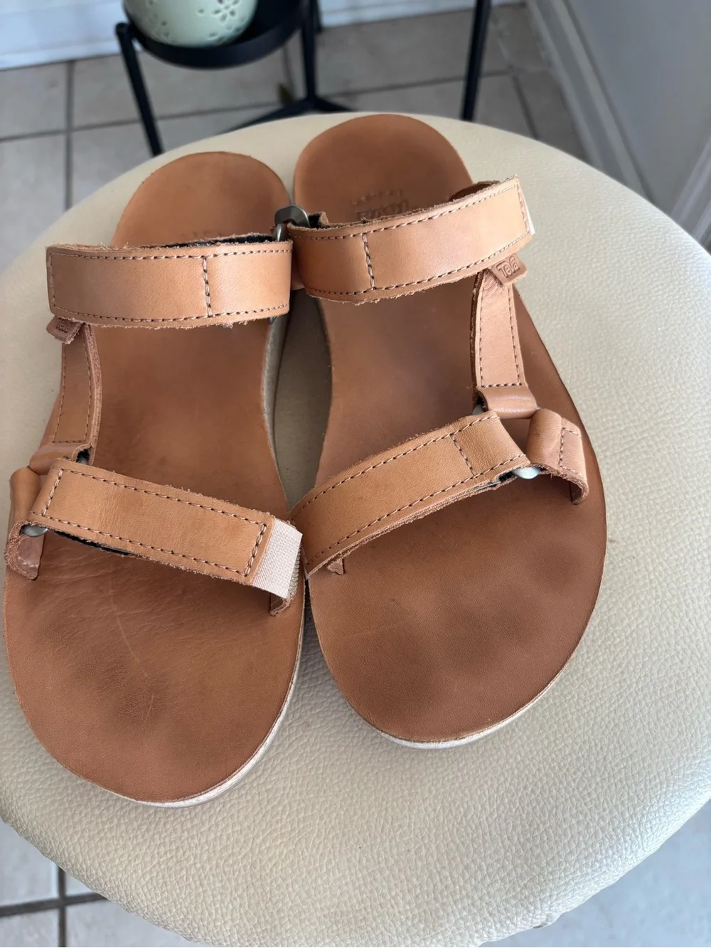 Teva Tan Leather Strappy Sandals